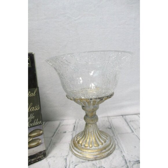 Illuminations Antique White Metal & Glass Candle Holders Set of 3 NOS Alco - Picture 2 of 10